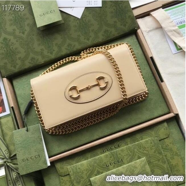 Low Price Gucci Horsebit 1955 wallet with chain 621892 Beige