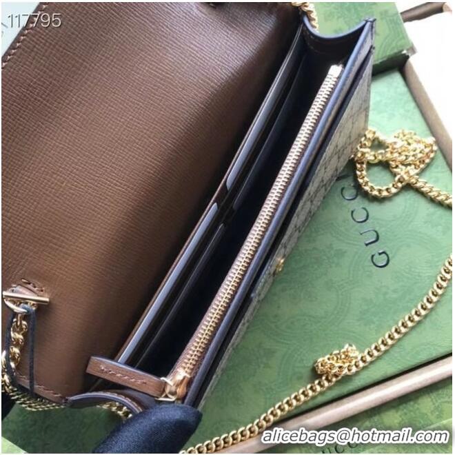 Top Quality Gucci Horsebit 1955 wallet with chain 648948 brown