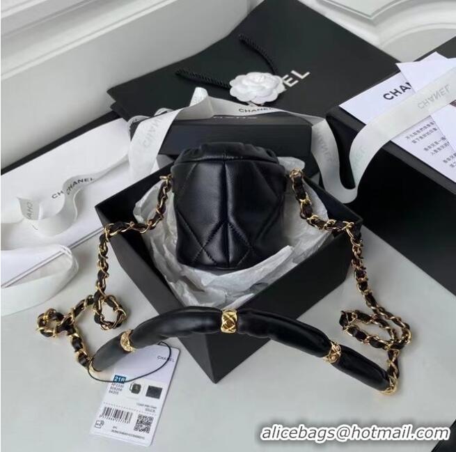 Famous Brand Chanel Drawstring Bag Lambskin & Gold Metal AP2330 black