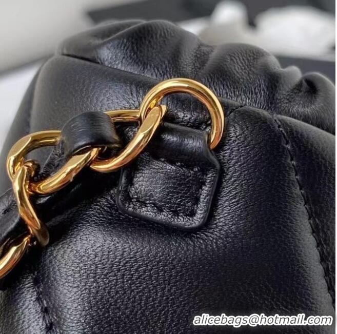 Famous Brand Chanel Drawstring Bag Lambskin & Gold Metal AP2330 black