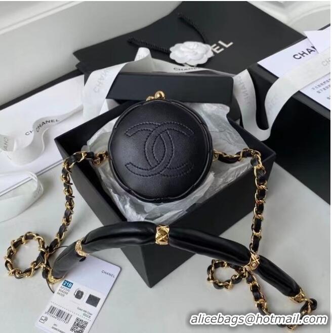 Famous Brand Chanel Drawstring Bag Lambskin & Gold Metal AP2330 black