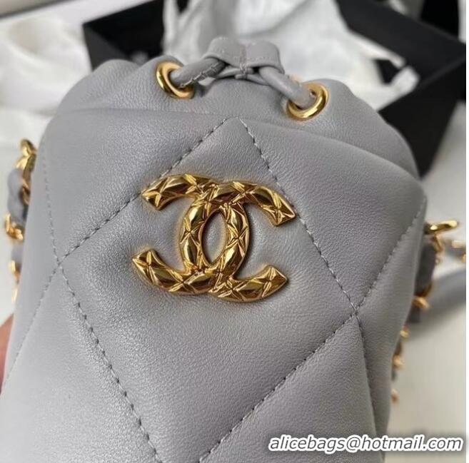 Good Product Chanel Drawstring Bag Lambskin & Gold Metal AP2330 grey