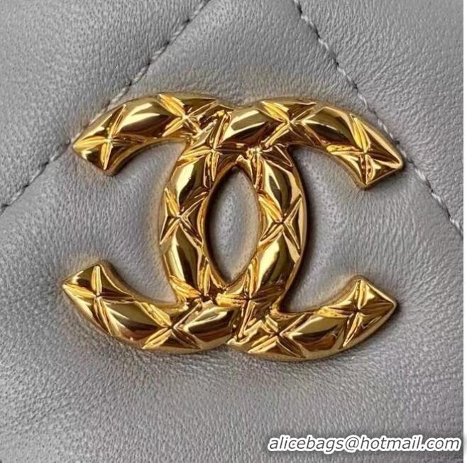 Good Product Chanel Drawstring Bag Lambskin & Gold Metal AP2330 grey