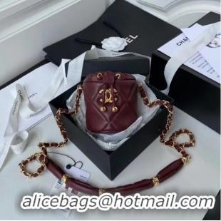 Buy Discount Chanel Drawstring Bag Lambskin & Gold Metal AP2330 Wine