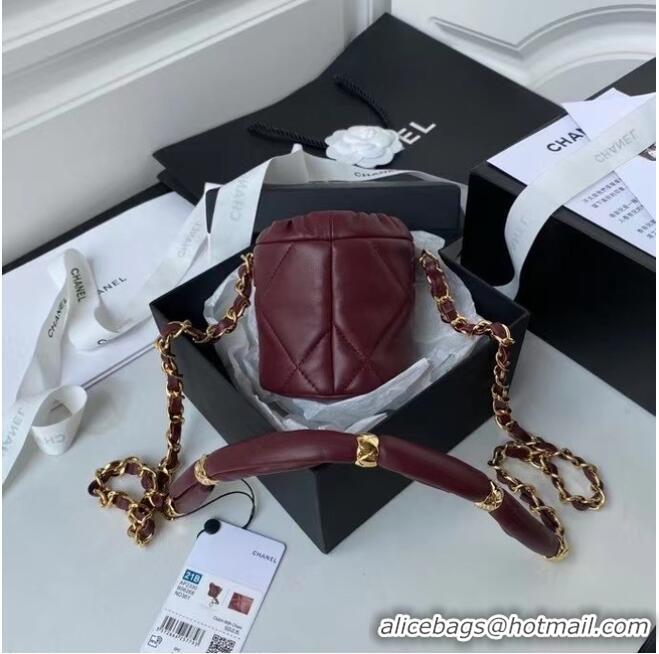 Buy Discount Chanel Drawstring Bag Lambskin & Gold Metal AP2330 Wine