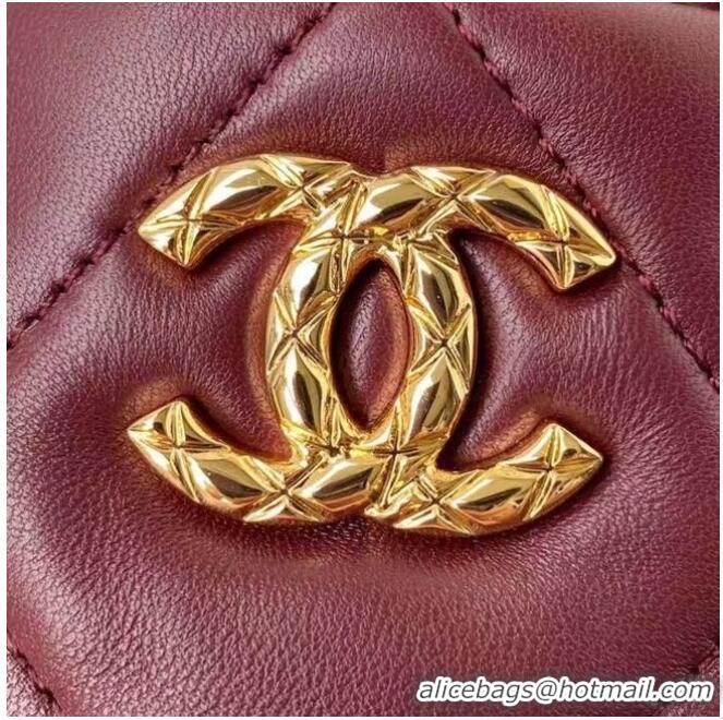 Buy Discount Chanel Drawstring Bag Lambskin & Gold Metal AP2330 Wine