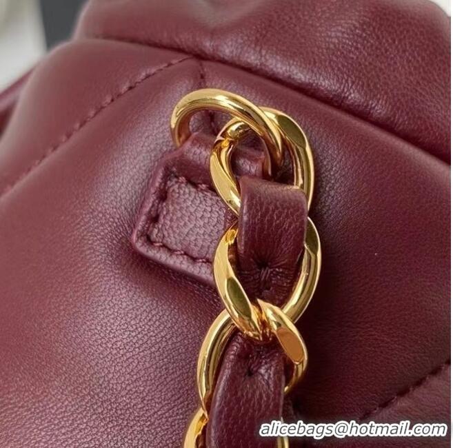 Buy Discount Chanel Drawstring Bag Lambskin & Gold Metal AP2330 Wine