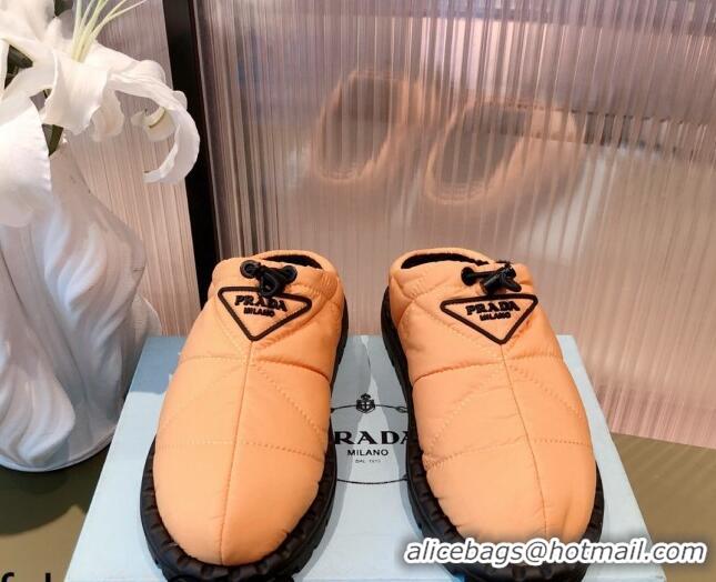 Best Grade Prada Padded Nylon Fabric Slippers 081603 Apricot 2021