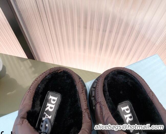 Low Price Prada Padded Nylon Fabric Slippers 081603 Brown 2021