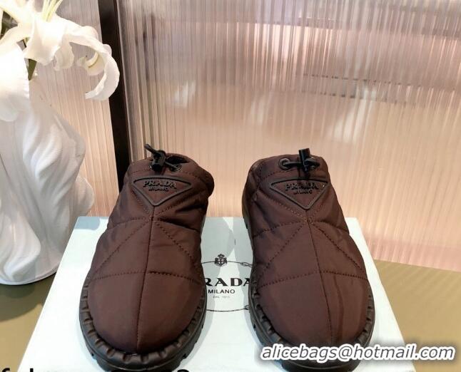 Low Price Prada Padded Nylon Fabric Slippers 081603 Brown 2021