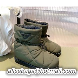 Best Price Prada Padded Nylon Fabric Slippers Ankle Boots 2UE019 Green 2021 