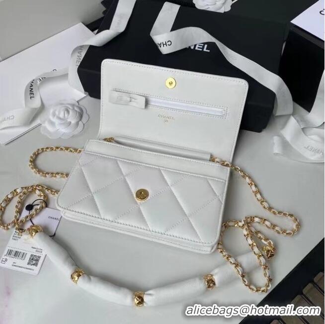 Luxury Inexpensive Chanel Flap Shoulder Bag mini Original leather AS2755 white