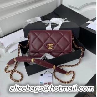 Spot Bulk Chanel Flap Shoulder Bag mini Original leather AS2755 Wine