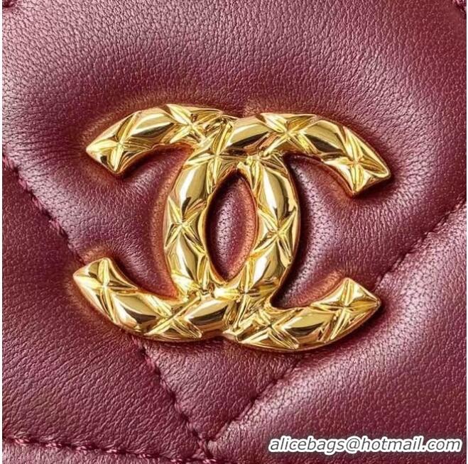 Spot Bulk Chanel Flap Shoulder Bag mini Original leather AS2755 Wine