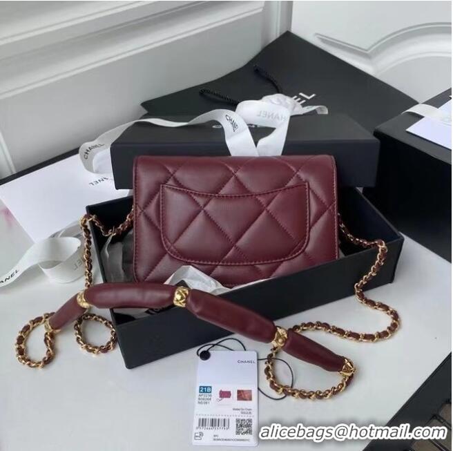 Spot Bulk Chanel Flap Shoulder Bag mini Original leather AS2755 Wine