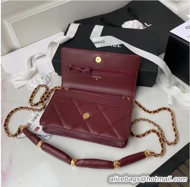 Spot Bulk Chanel Flap Shoulder Bag mini Original leather AS2755 Wine