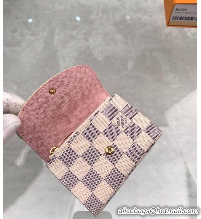 Promotional Louis Vuitton Damier Azur Canvas Rosalie Coin Purse Wallet N61276 Pink