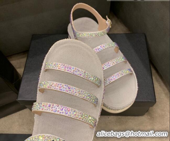 Top Quality Chanel Crystal Platform Sandals G37140 Grey 2021