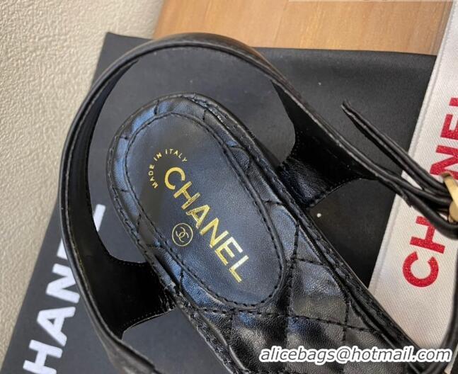 Well Crafted Chanel Lambskin Flat Thong Sandals with Coin Charm 060905 Black