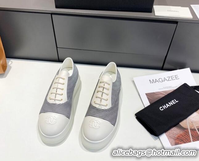 Discount Chanel Striped Lace-ups Sneakers G37238 Black 2021