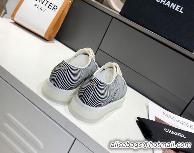 Discount Chanel Striped Lace-ups Sneakers G37238 Black 2021