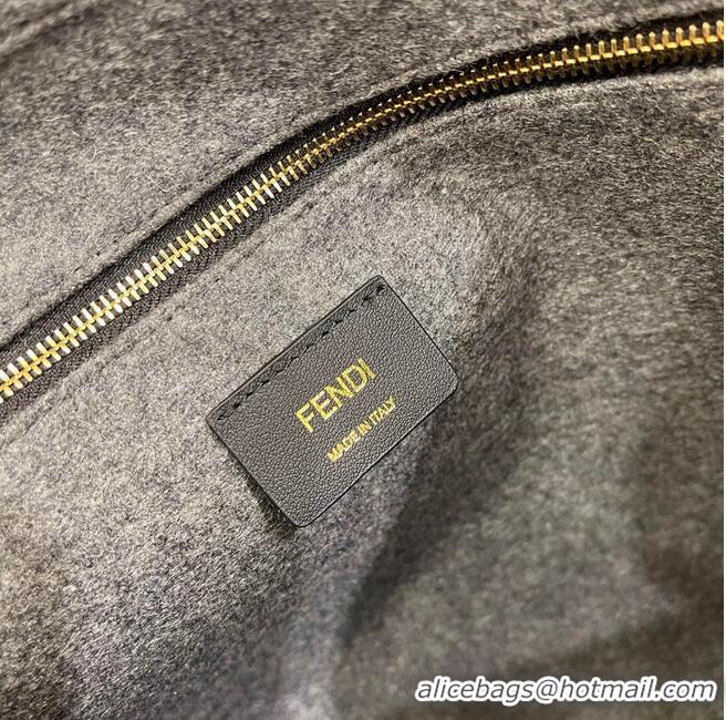 Buy Cheapest FENDI SUNSHINE LARGE flannel shopper 8BH375 Gray