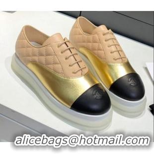 Purchase Chanel Calfskin Lace-ups Sneakers G37238 Beige 