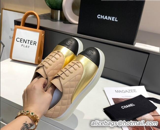 Purchase Chanel Calfskin Lace-ups Sneakers G37238 Beige 