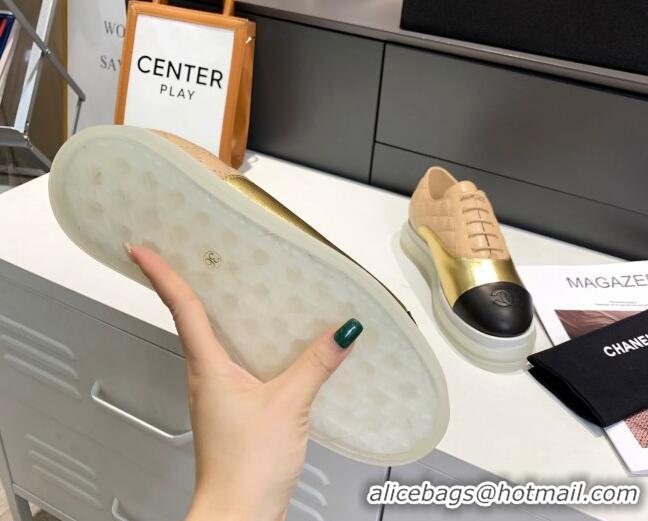 Purchase Chanel Calfskin Lace-ups Sneakers G37238 Beige 