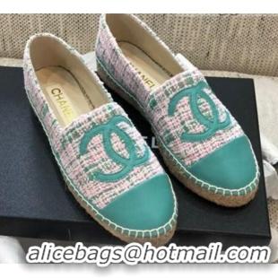 Best Product Chanel Tweed Flat Espadrilles G29762 Green 2021