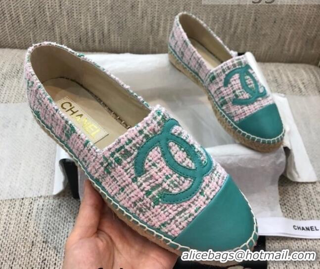 Best Product Chanel Tweed Flat Espadrilles G29762 Green 2021