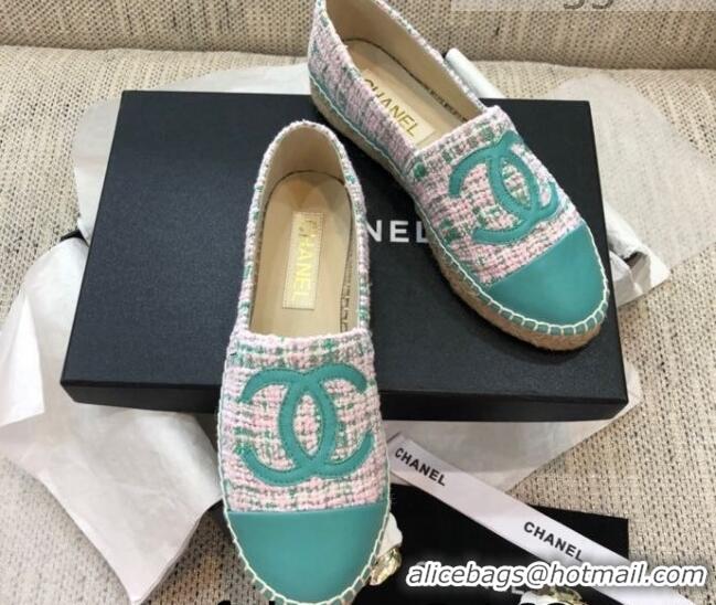 Best Product Chanel Tweed Flat Espadrilles G29762 Green 2021