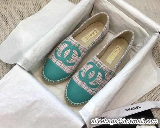 Best Product Chanel Tweed Flat Espadrilles G29762 Green 2021