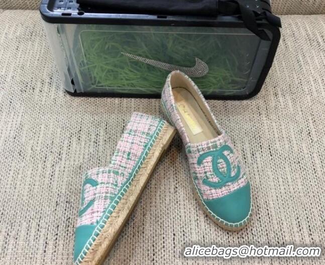 Best Product Chanel Tweed Flat Espadrilles G29762 Green 2021