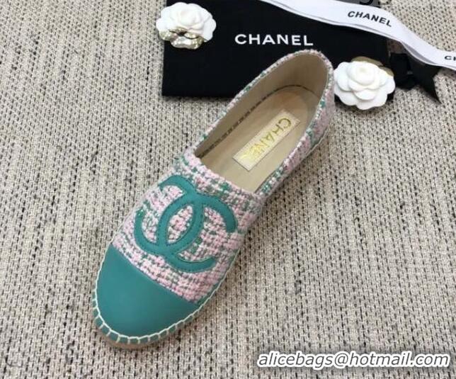 Best Product Chanel Tweed Flat Espadrilles G29762 Green 2021