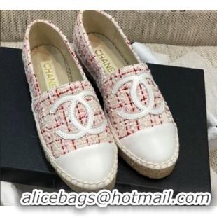 Good Looking Chanel Tweed Flat Espadrilles G29762 Pink 2021