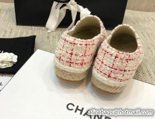 Good Looking Chanel Tweed Flat Espadrilles G29762 Pink 2021