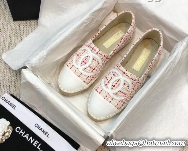 Good Looking Chanel Tweed Flat Espadrilles G29762 Pink 2021