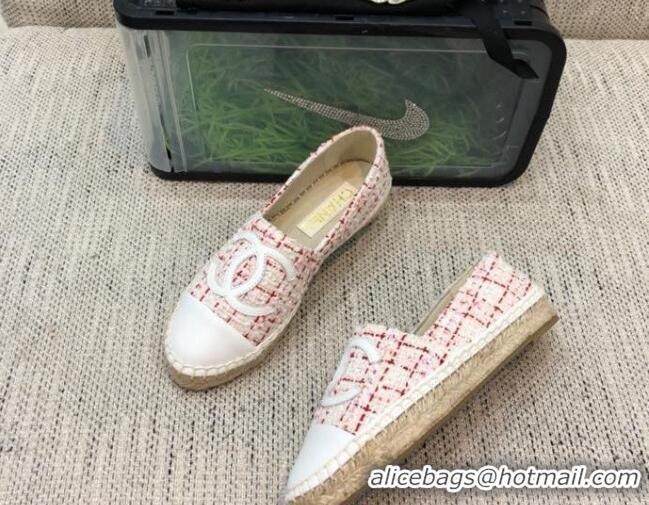 Good Looking Chanel Tweed Flat Espadrilles G29762 Pink 2021