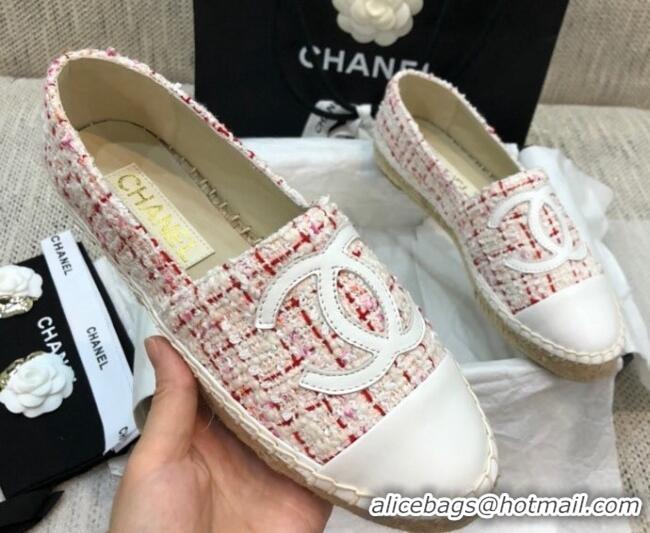 Good Looking Chanel Tweed Flat Espadrilles G29762 Pink 2021