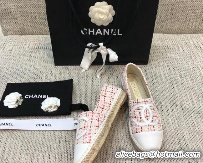 Good Looking Chanel Tweed Flat Espadrilles G29762 Pink 2021