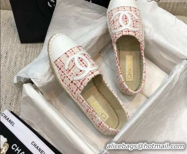 Good Looking Chanel Tweed Flat Espadrilles G29762 Pink 2021