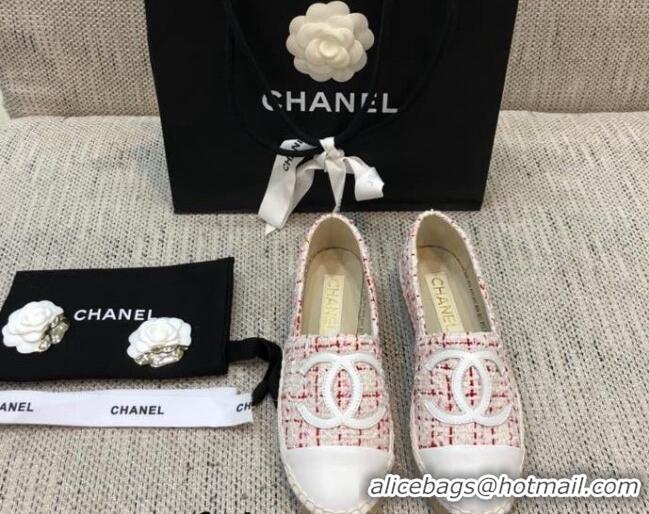 Good Looking Chanel Tweed Flat Espadrilles G29762 Pink 2021