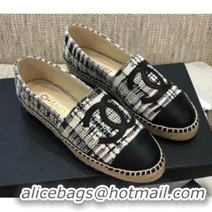 Pretty Style Chanel Tweed Flat Espadrilles G29762 Black 2021