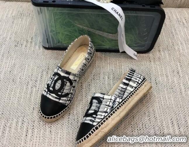 Pretty Style Chanel Tweed Flat Espadrilles G29762 Black 2021