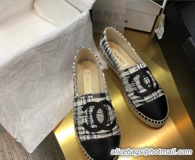 Pretty Style Chanel Tweed Flat Espadrilles G29762 Black 2021