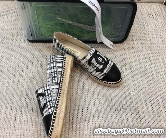 Pretty Style Chanel Tweed Flat Espadrilles G29762 Black 2021