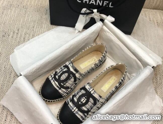 Pretty Style Chanel Tweed Flat Espadrilles G29762 Black 2021