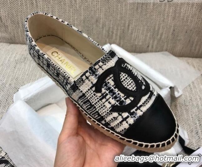 Pretty Style Chanel Tweed Flat Espadrilles G29762 Black 2021