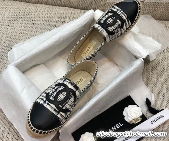 Pretty Style Chanel Tweed Flat Espadrilles G29762 Black 2021